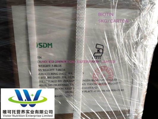 Material de embalagem de papel Biotina 98% Vitamina H Vitamina B7 D-Biotina CAS n.o 58-85-5