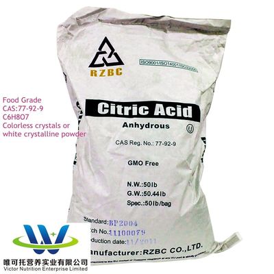 Ácido cítrico anidro de qualidade alimentar com e Normas CAS 77-92-9 EINECS 201-069-1