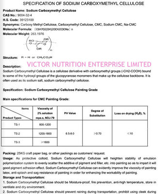 Carboximetilcelulose de sódio para a indústria têxtil/tintura Principal ingrediente ativo CMC