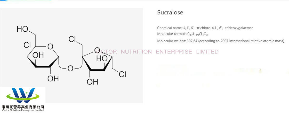 Valor nutricional Aditivo alimentar com adoçantes não nutricionais de tipo sucralose
