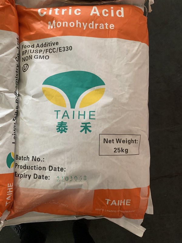 Laiwu Taihe CAS 5949-29-1/77-92-9 Ácido cítrico anidro Anidro/monohidrato/mono para gesso